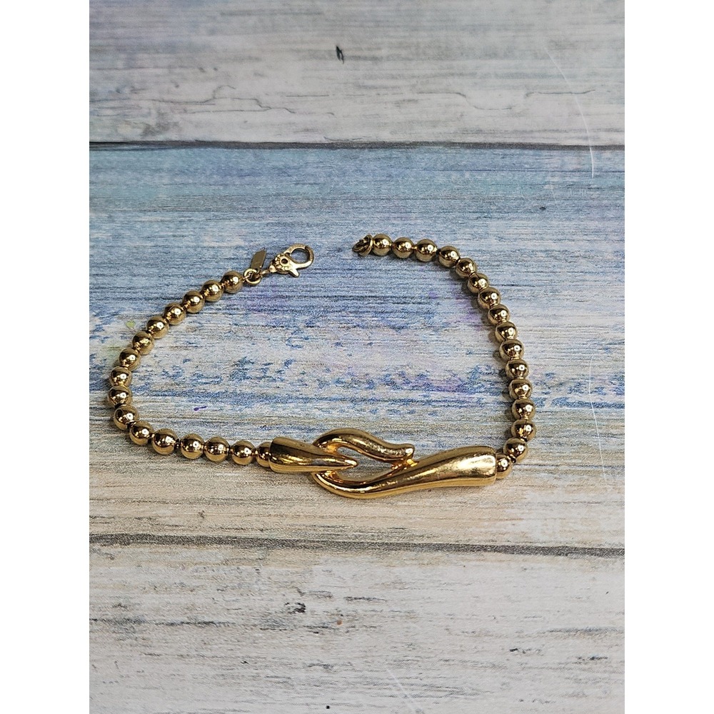 Vintage Monet Gold Tone Bead Ball Bracelet 7"